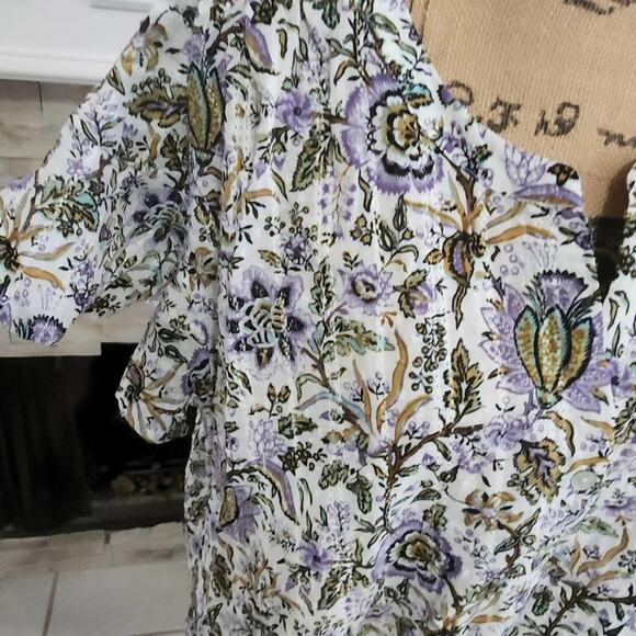 Jane & Delancey 100% cotton floral flutter sleeve boho paisley blouse plus 2X - Picture 2 of 8